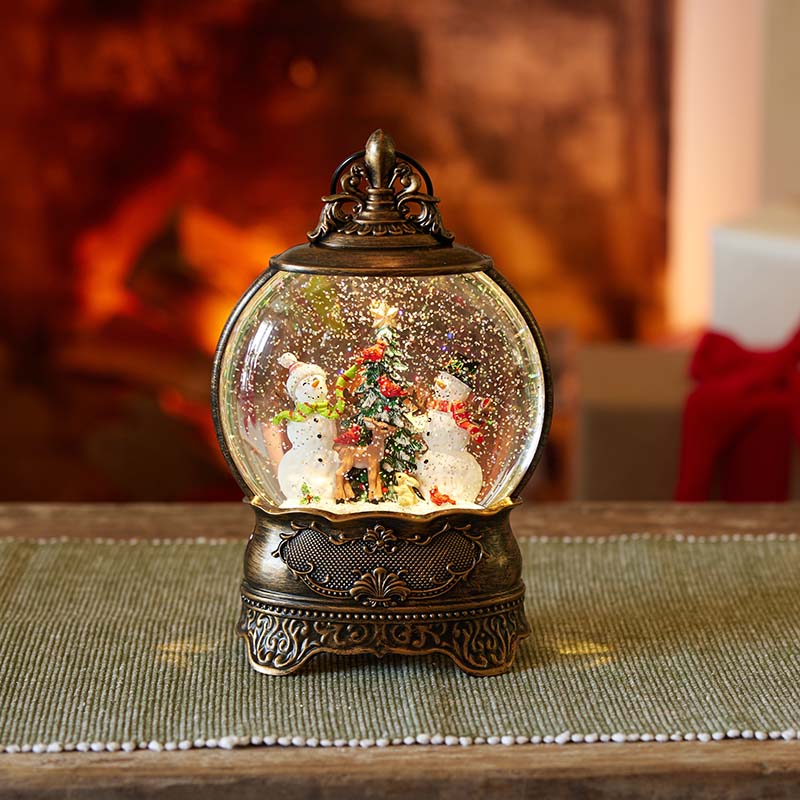 Snowman Christmas Tree Glitter Globe Cracker Barrel