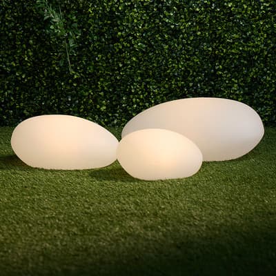 Set of 3 Rechargeable Lighted Yard Stones