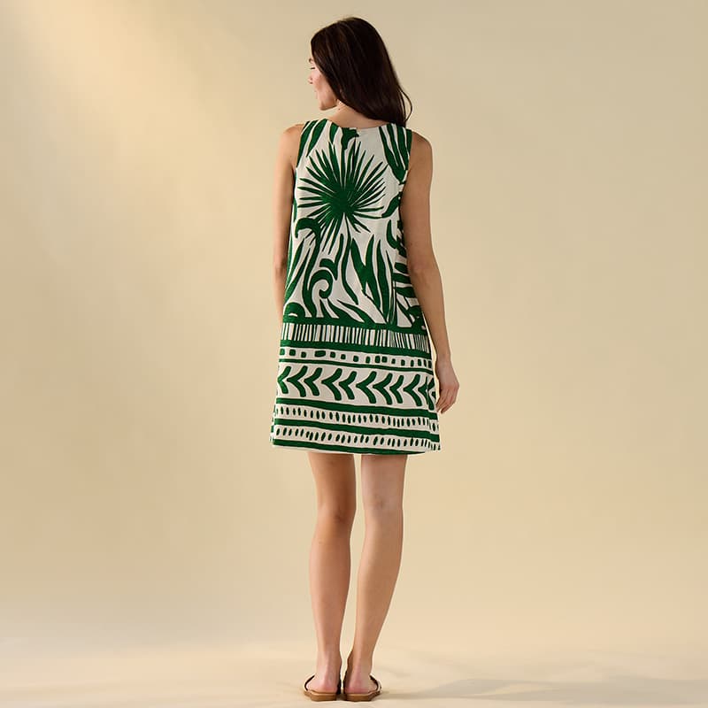 Green Leaf Print Shift Dress - Cracker Barrel