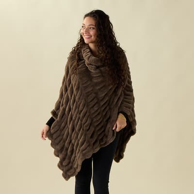 Chocolate Faux Fur Poncho