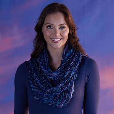 Blue Accordion Shimmer Infinity Scarf