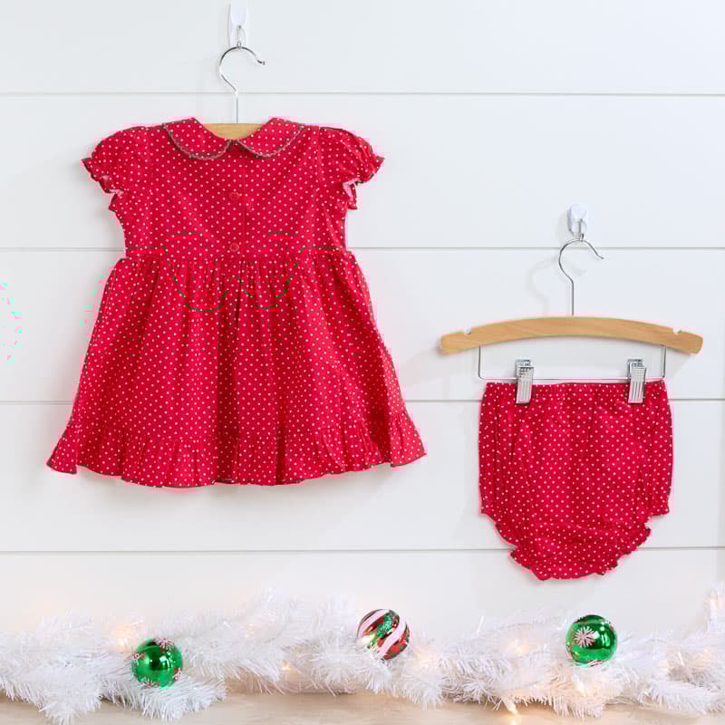 Red polka dot baby dress sales