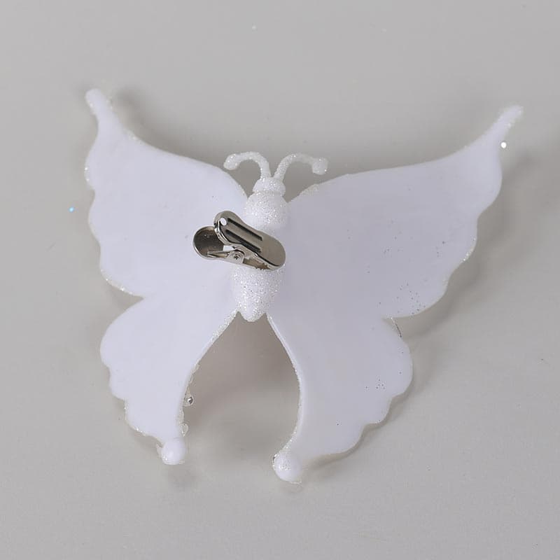 White Glitter Butterfly Clip Ornament - Cracker Barrel