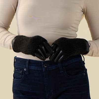 Black 2 in 1 Knit Polyurethane Gloves