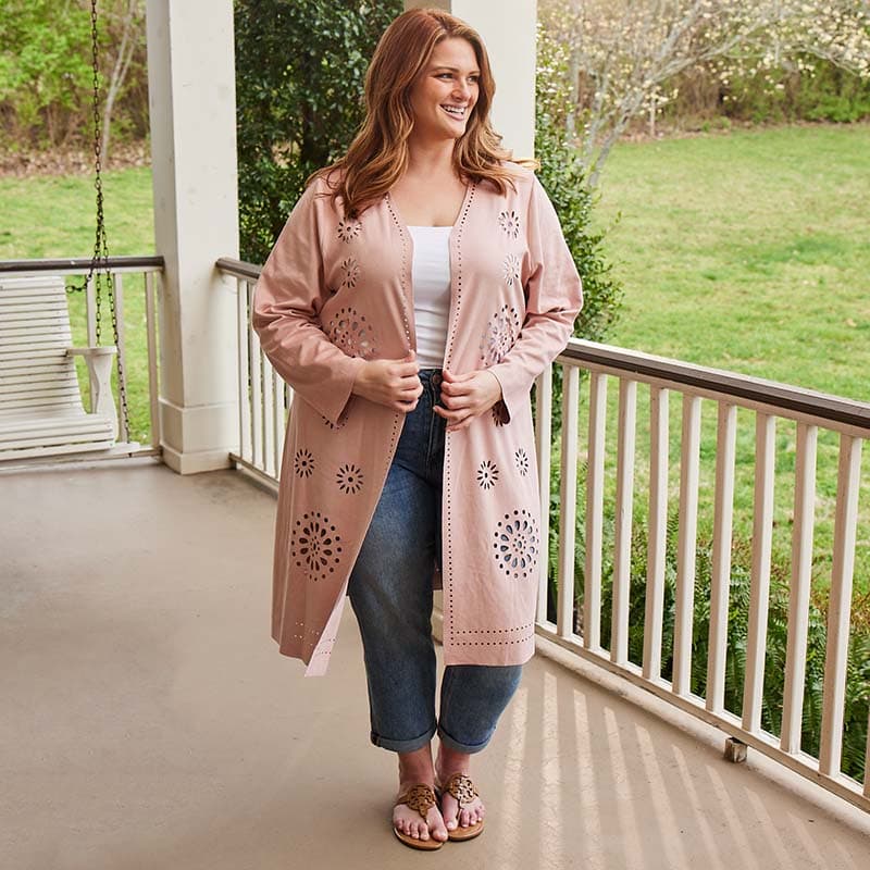 Faux suede hot sale duster coat