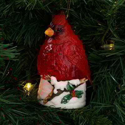 LED Cardinal Glitter Globe Ornament