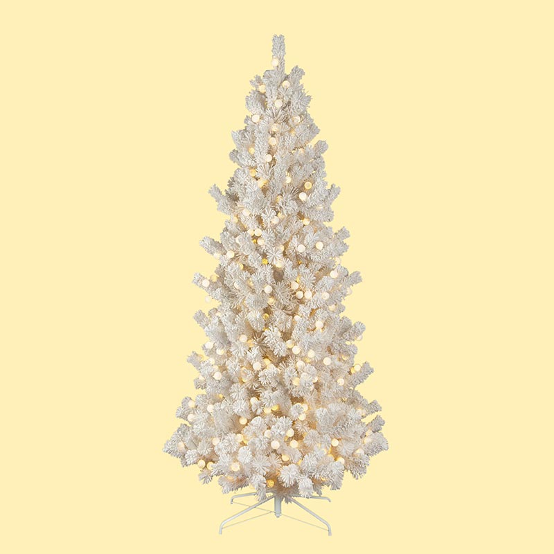9' Prelit Glitter White Pine Tree Cracker Barrel
