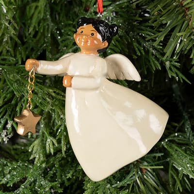 African American Angel Holding Star Ornament