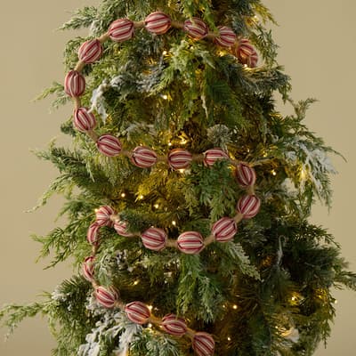 Red and White Polyester Ball Garland