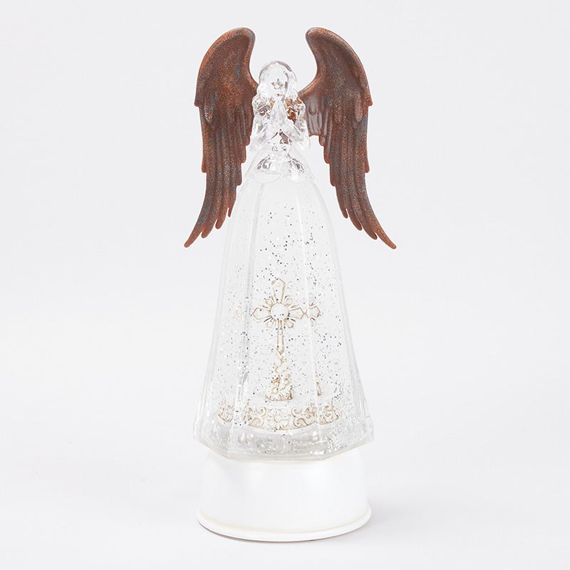 Angel with Cross Scene Glitter Globe Cracker Barrel