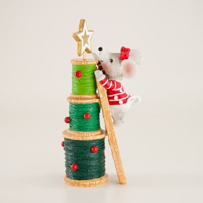 Mouse with Christmas Tree Figurine