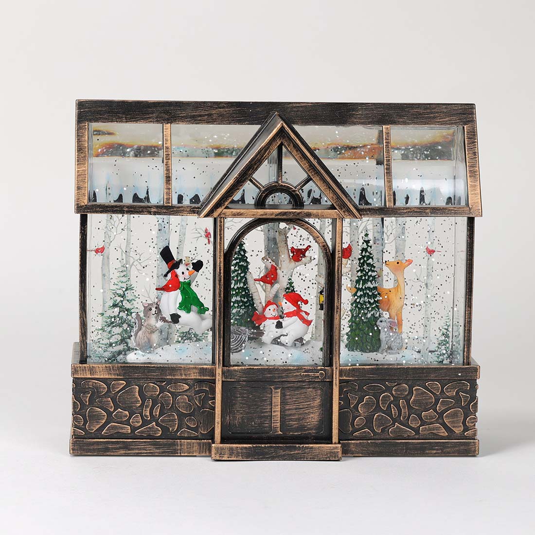 Snowmen Greenhouse Glitter Globe Cracker Barrel