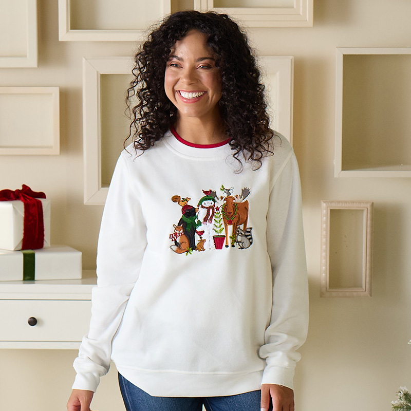 Woodland Friends Ivory Pullover Fleece Cracker Barrel