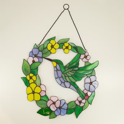 Stained Glass Hummingbird Wreath