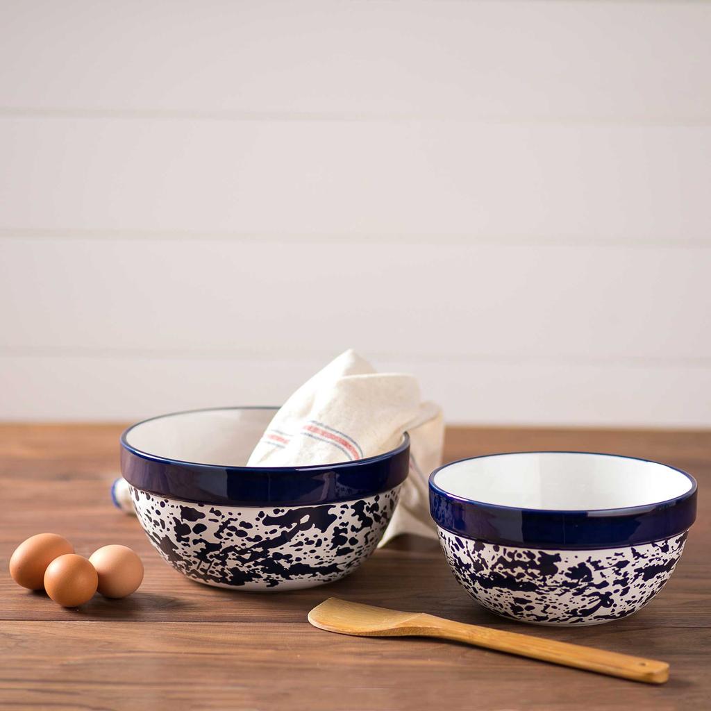 Splatterware Mixing Bowls in Green + Blue