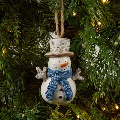 Snowman with Blue Scarf Ornament