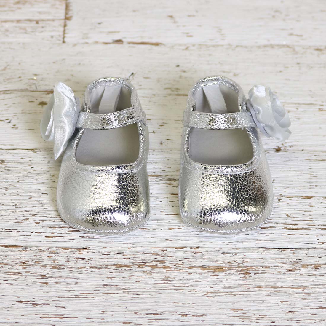newborn silver shoes