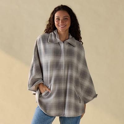 Plaid Zip Poncho
