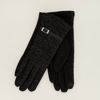 Black Lurex with Buckle Gloves
