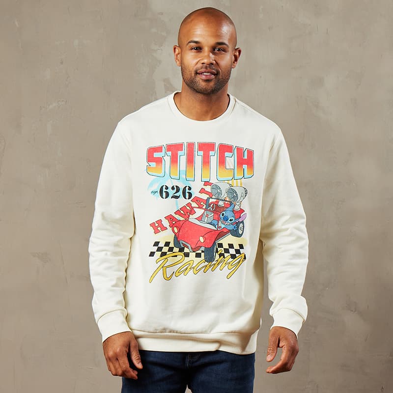 【Crazy Car Wash Crew】CCWC SPONGE STITCH SWEAT SHIRTS Stitch Racing Ivory Crewneck Shirt - Cracker Barrel
