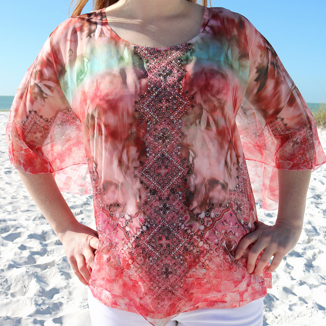 Diamond Pattern Overlay Tunic | Clothing - Cracker Barrel