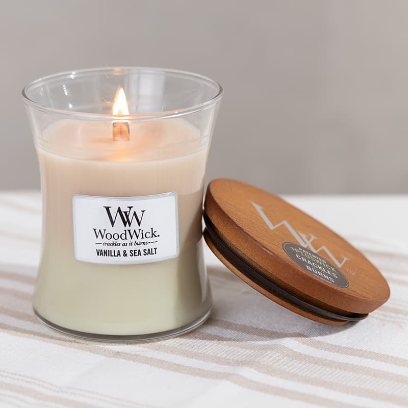 WoodWickreg; 9.7 Oz. Vanilla Sea Salt Hourglass Jar - Cracker Barrel