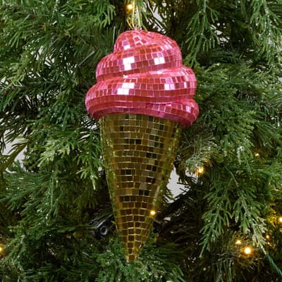 Disco Ice Cream Cone Ornament