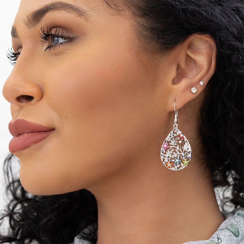 Buy The Red Tassel Earrings with Gold and Crystal Flower Charm | JaeBee