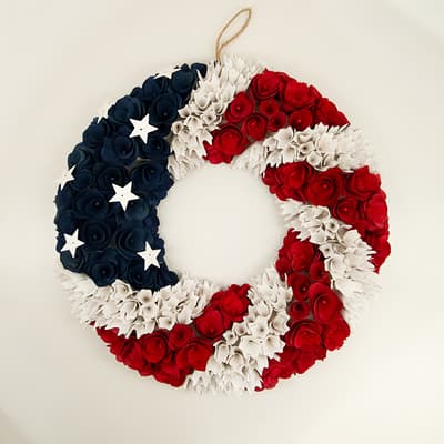 Patriotic Shaved Wood Wreath