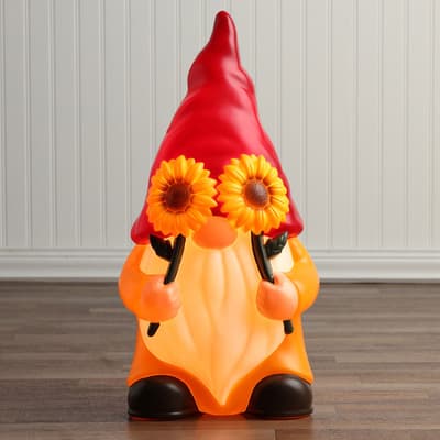 Gnome with Sunflowers Blow Mold