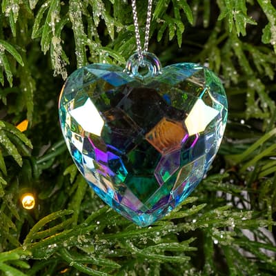 Blue Iridescent Acrylic Heart Ornament