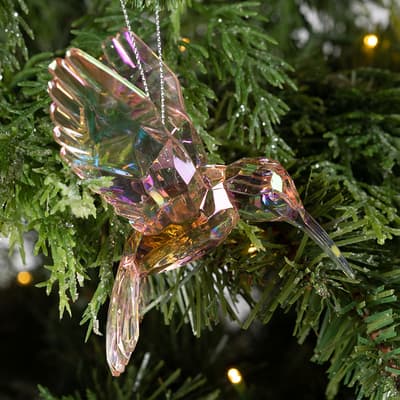 Pink Iridescent Hummingbird Ornament