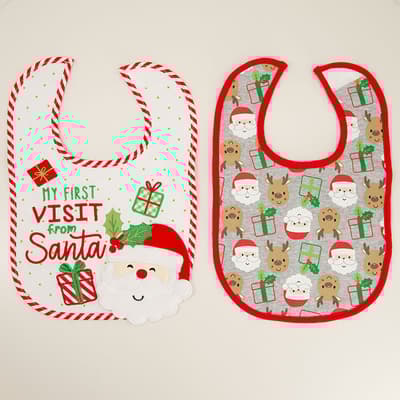 2 Pack My First Santa Bibs