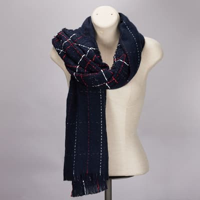 Navy Red Blanket Scarf