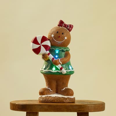 Light Up Gingerbread Girl with Candy Cane