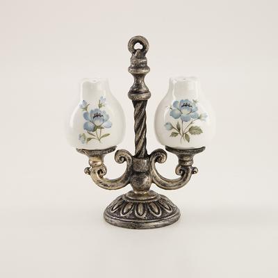 Vintage Lamps Salt and Pepper Set with Holder