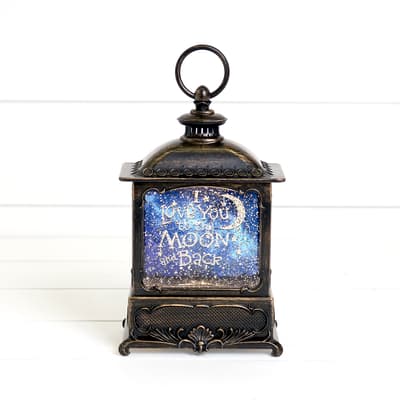 Moon and Back Glitter Globe Lantern