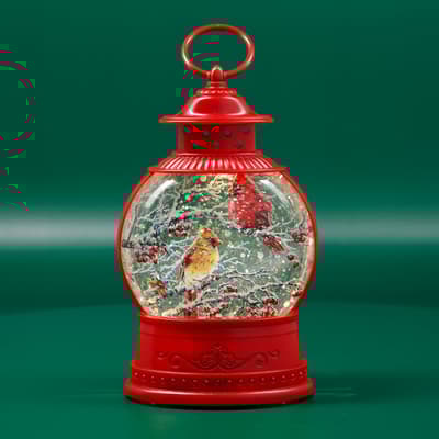 LED Cardinal Lantern Glitter Globe