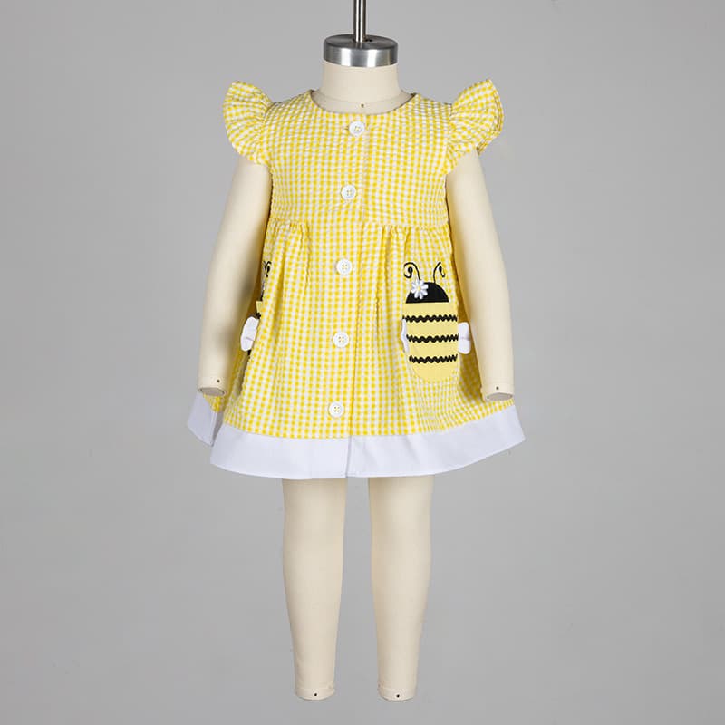 Infant Bee Pocket Yellow Woven Dress Cracker Barrel