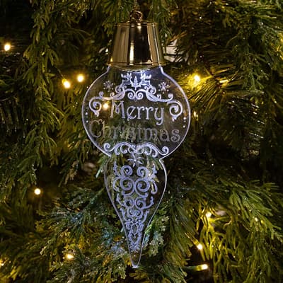 LED Merry Christmas Flat Finial Ornament