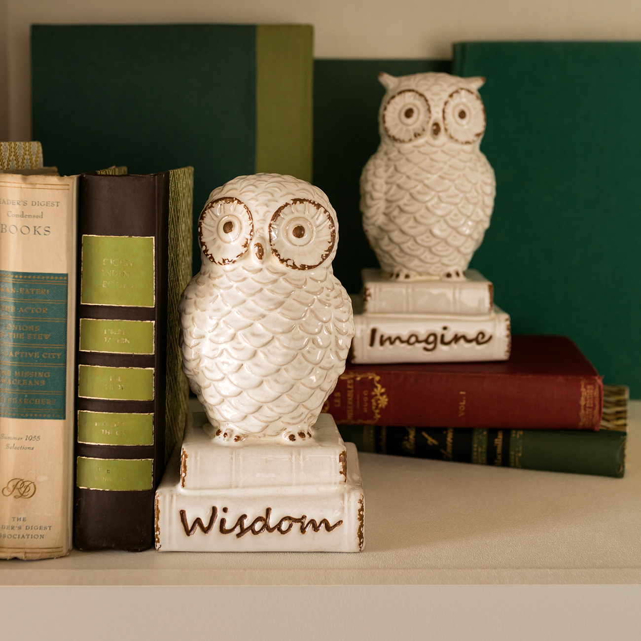 Ceramic Owl Bookends Collections Vintage Ivory Cracker Barrel