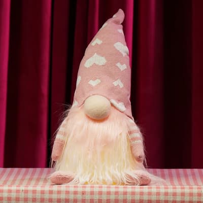 Light Up Pink Fabric Gnome