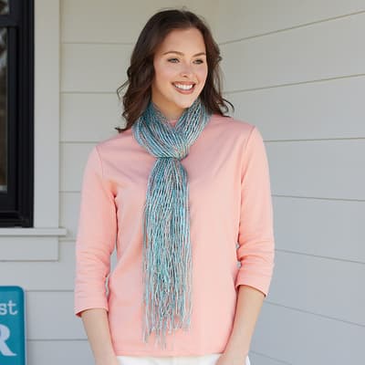Turquoise and Pink Lurex Fishnet Scarf