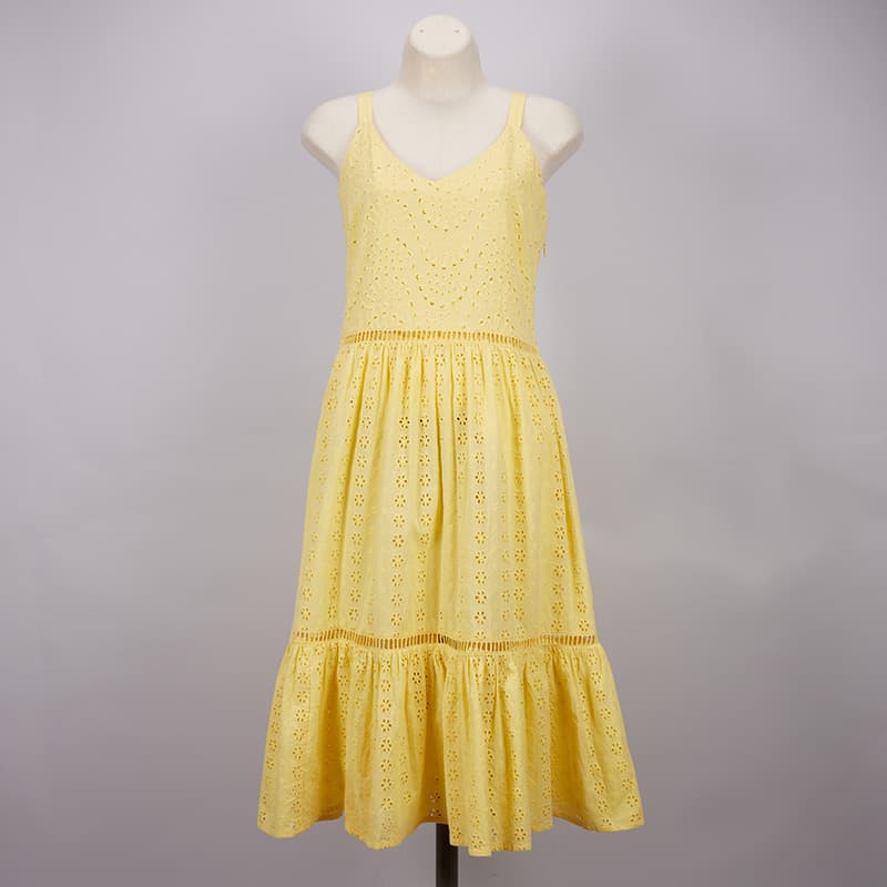 Yellow eyelet fashion dress