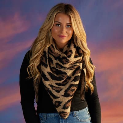 Leopard Triangle Scarf with Lurex