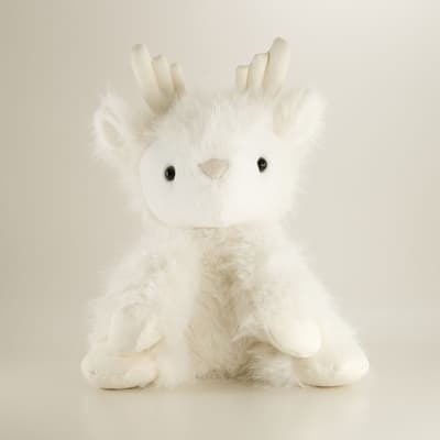 11" Faux Fur White Deer Plush