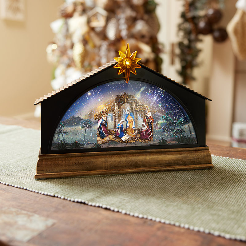 Nativity Scene Glitter Globe Cracker Barrel