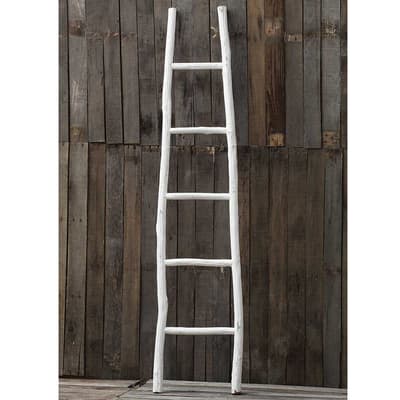 Decorative Painted Wood Ladder - White