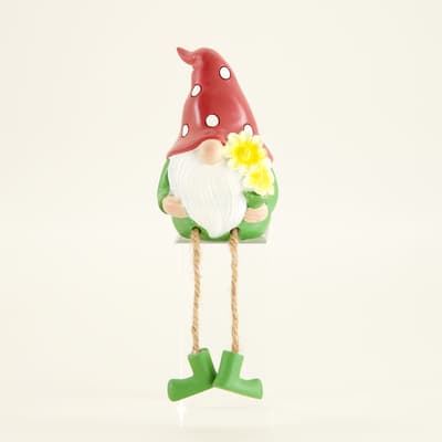 Gnome with Flower Shelf Sitter