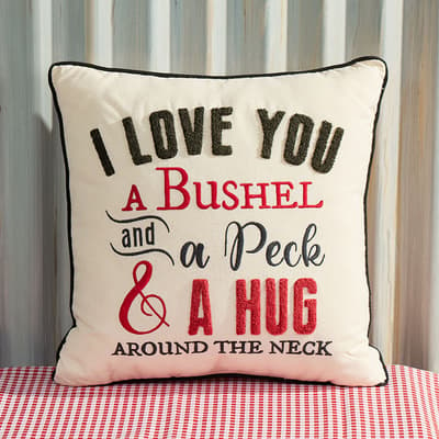 Bushel and A Peck Embroidered Pillow